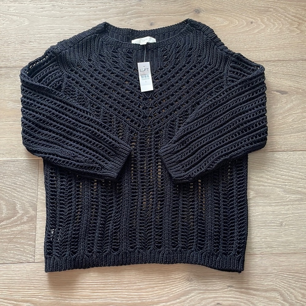 NWT Loft open stitch sweater black size Small